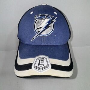 Reebok NHL Tampa Bay Lightning Logo Blue Hockey Strapback Hat 100% Cotton